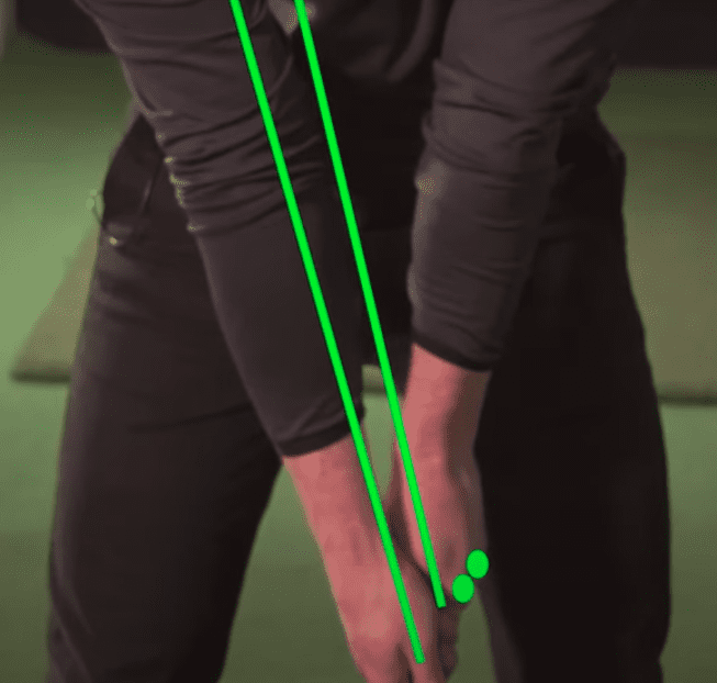 A Two knuckle golf grip. The lines indicating how strong the golf grip is.