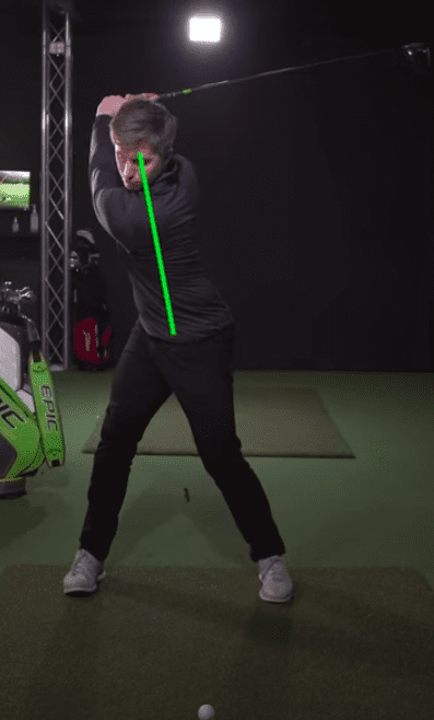 Golf driver tip of the spine angle being titled away from the ball in the backswing