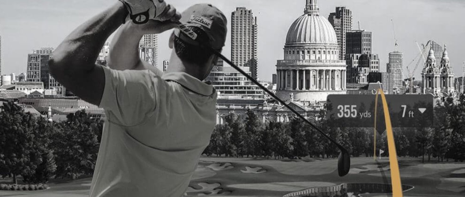 play indoor golf in London with Trackman and Tee Box